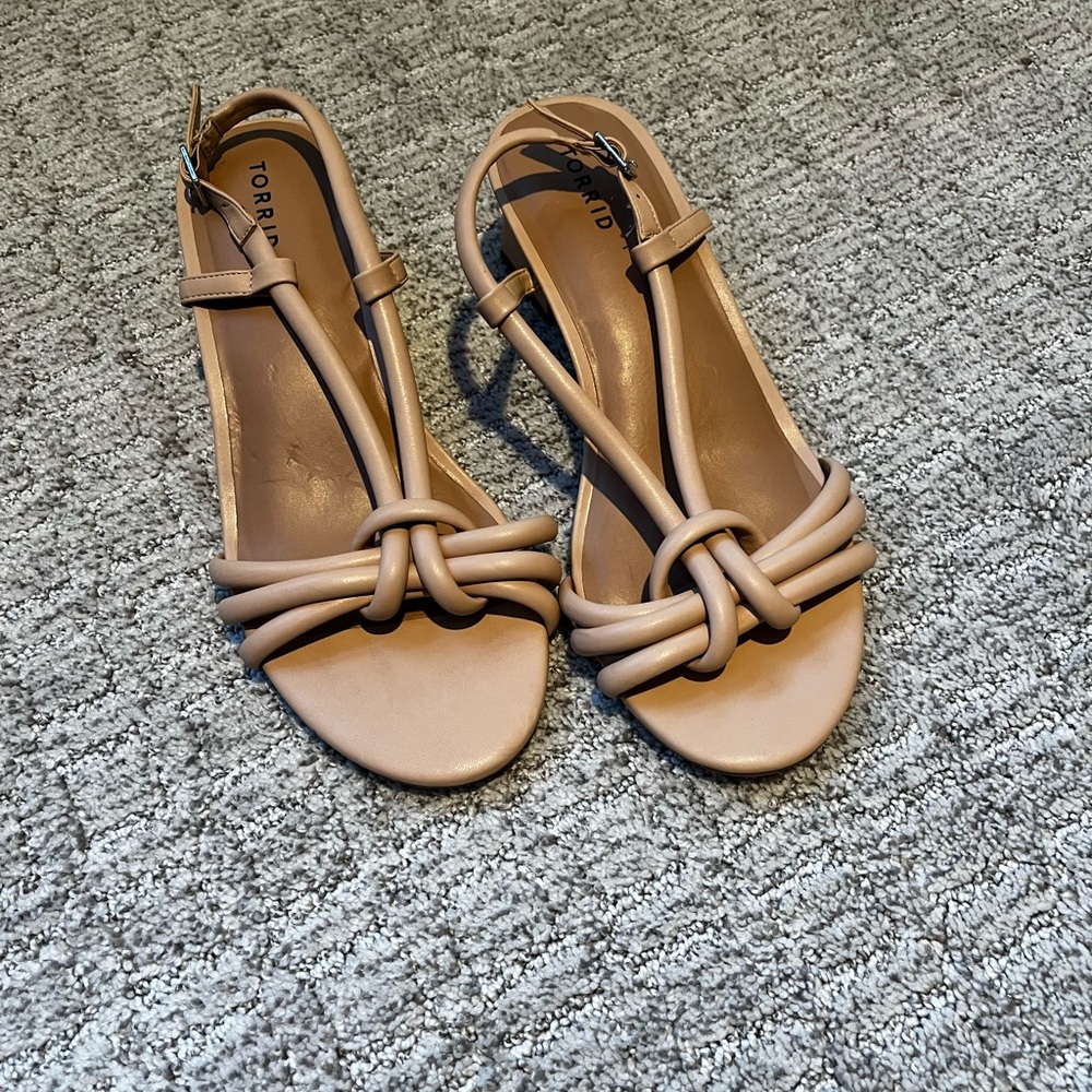 Torrid Beige Strappy Square Heel Sandal (12 WW)